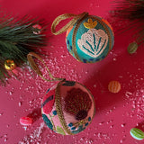 Velvet Bead-Embellished Christmas Ornaments, Set of 2