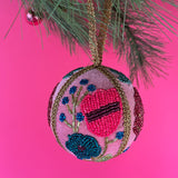 Velvet Bead-Embellished Christmas Ornaments, Set of 2