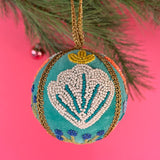 Velvet Bead-Embellished Christmas Ornaments, Set of 2