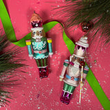 Colorful Glass Nutcracker Christmas Ornaments, Set of 2