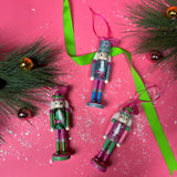 Wood and Glitter Nutcracker Christmas Ornaments, Set of 6