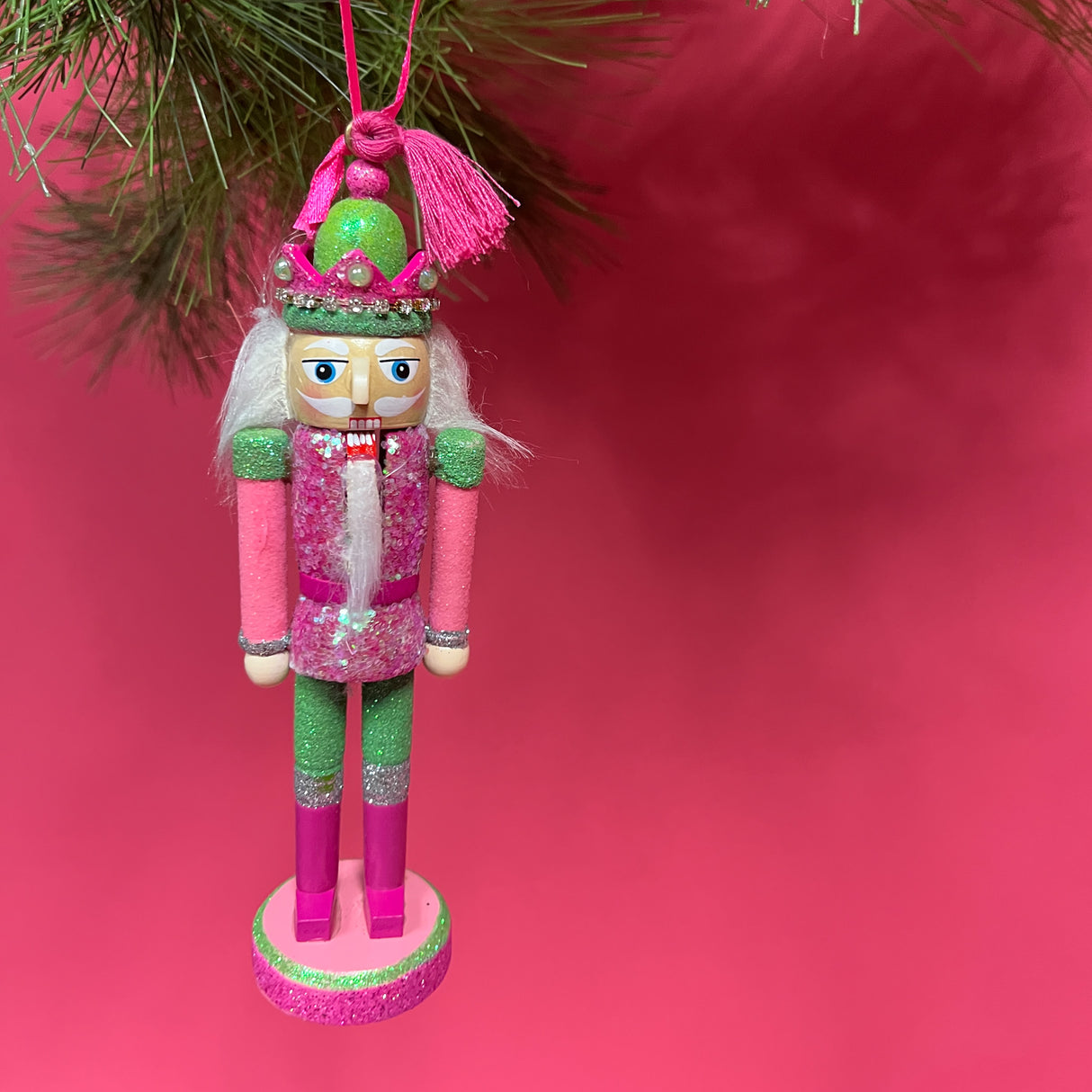 Wood Glitter Nutcracker Christmas Ornaments, Set of 3