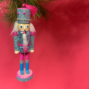 Wood Glitter Nutcracker Christmas Ornaments, Set of 3