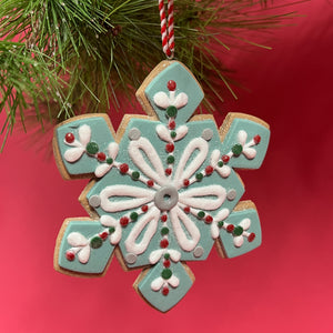 Ceramic Glitter Wreath/Snowflake/Tree Sugar Cookie Christmas Ornaments, Set of 5