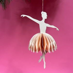 Folding Paper Ballerina Christmas Ornaments, Set of 3