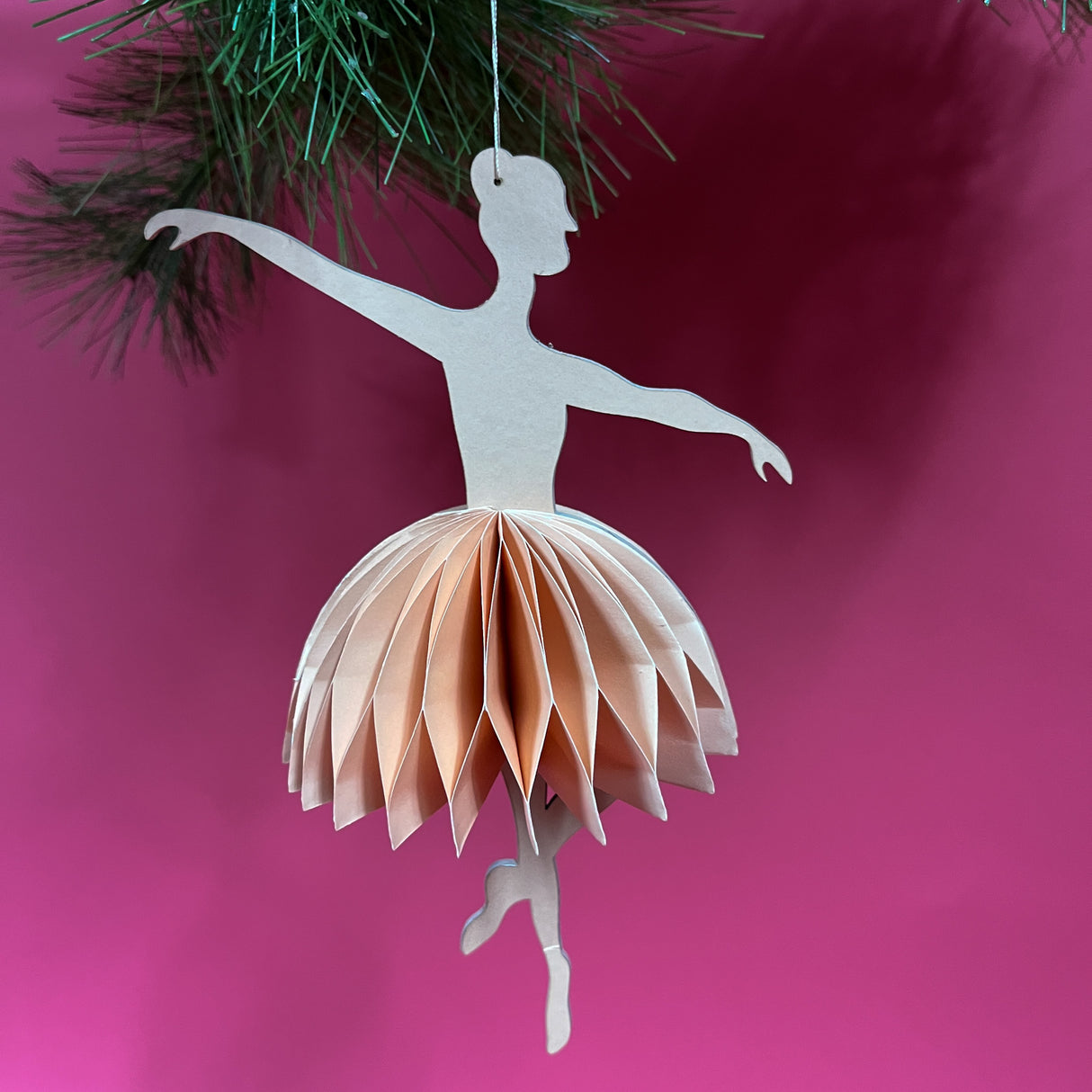 Folding Paper Ballerina Christmas Ornaments, Set of 3