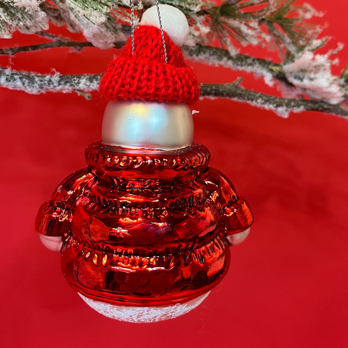 Jolly Glass Christmas Snowman Ornament - Set of 2