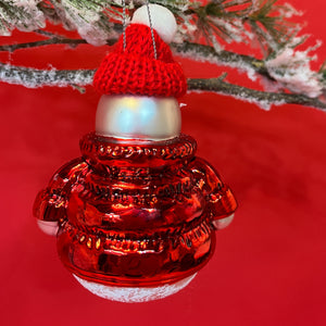 Jolly Glass Christmas Snowman Ornament - Set of 2