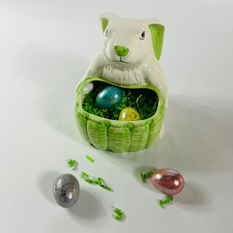 Green-and-White Ceramic Easter Bunny/Rabbit