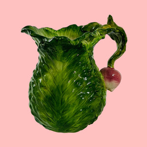 Vintage Cabbage Leaves/Radish Water Pitcher