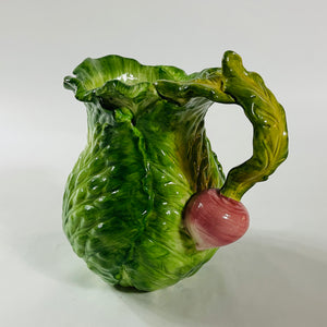 Vintage Cabbage Leaves/Radish Water Pitcher