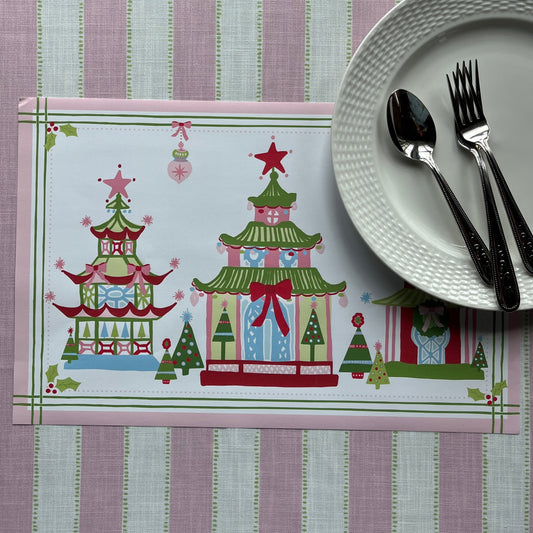 Festive Christmas Pagodas Rectangular Paper Placemats