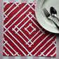 Island House Bamboo Print Red Square Paper Placemat