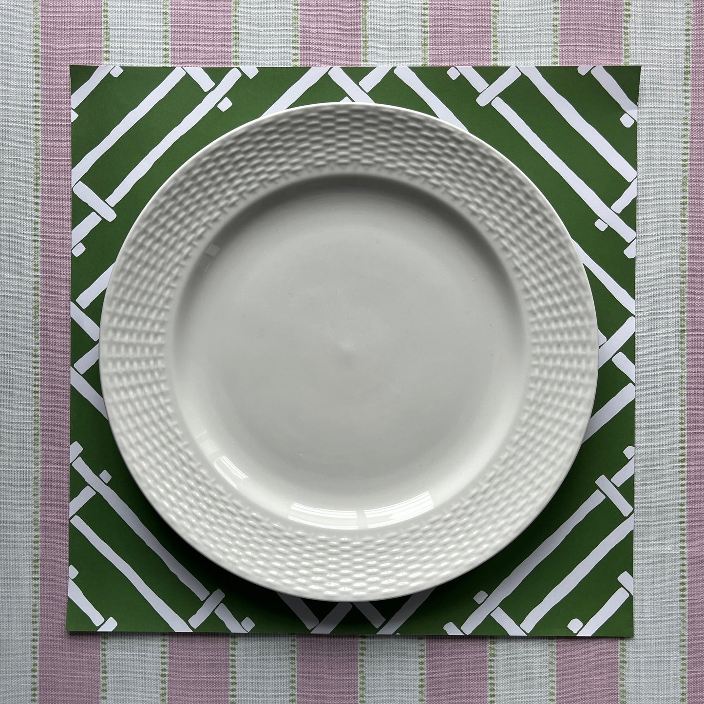 Island House Bamboo Print Forest Green Square Paper Placemat