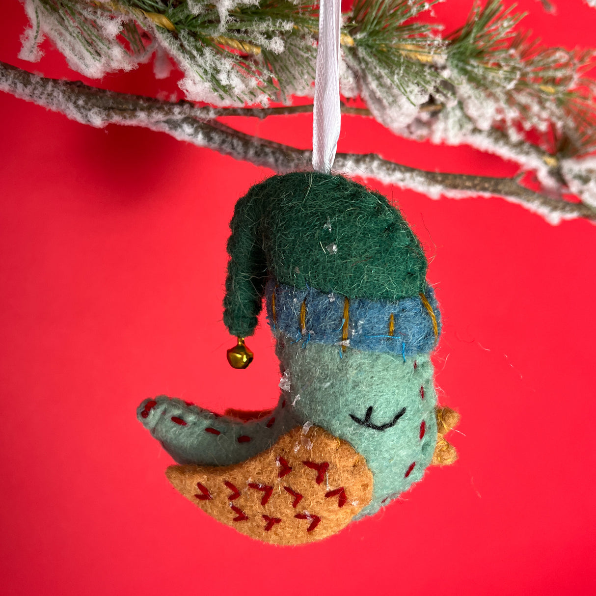 Sleeping Birds Felt Christmas Ornaments - Set of 3