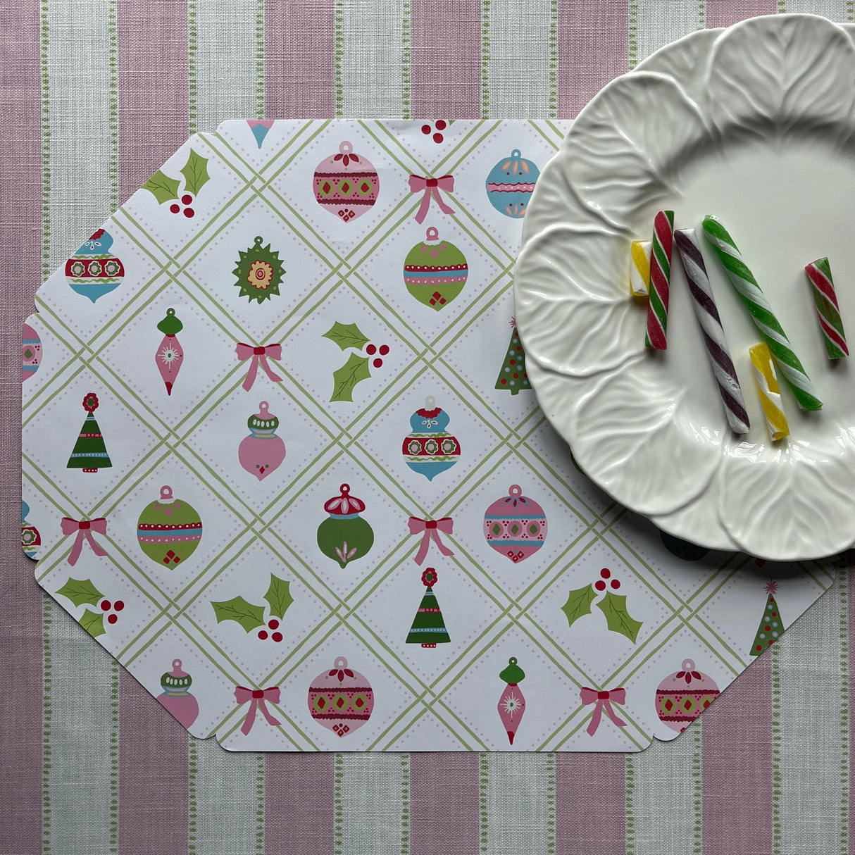 Darling Ornaments Die-Cut Paper Christmas Placemats, Set of 10