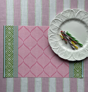 Fez Pink/Green Rectangular Paper Placemats, Pad of 20