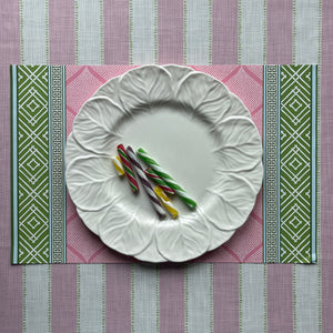 Fez Pink/Green Rectangular Paper Placemats, Pad of 20