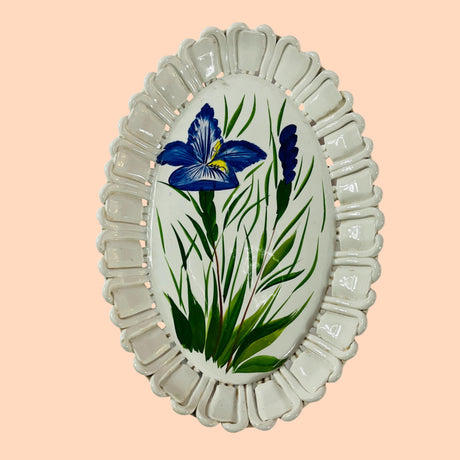 Vintage Italian Iris Ceramic Serving Platter