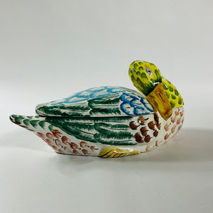 Vintage Lidded Duck Italian Ceramic Centerpiece