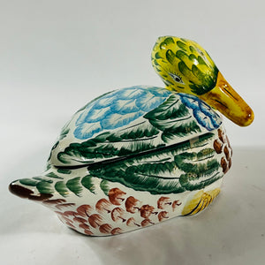 Vintage Lidded Duck Italian Ceramic Centerpiece