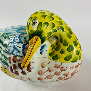 Vintage Lidded Duck Italian Ceramic Centerpiece