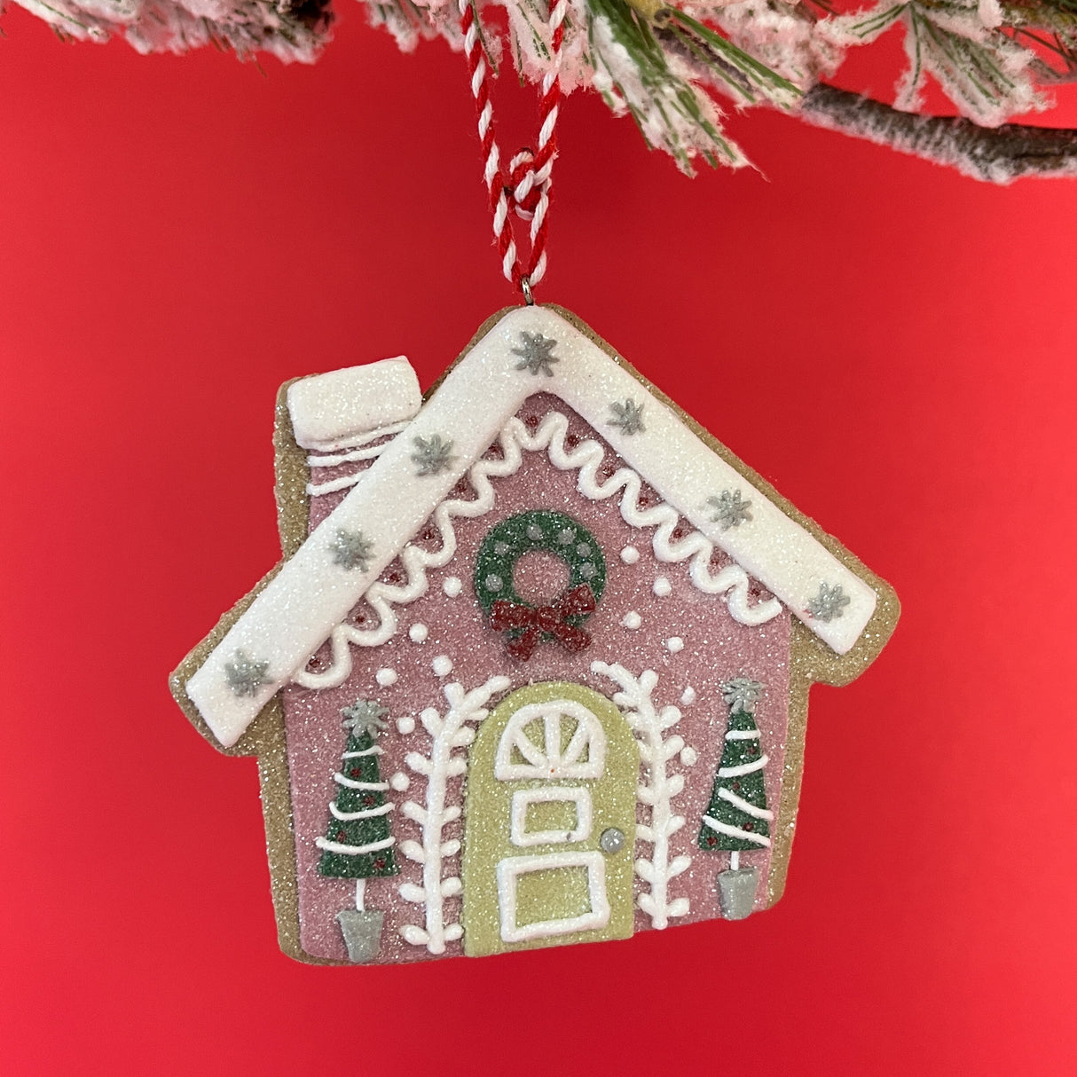 Gingerbread House Christmas Ornaments Set of 2