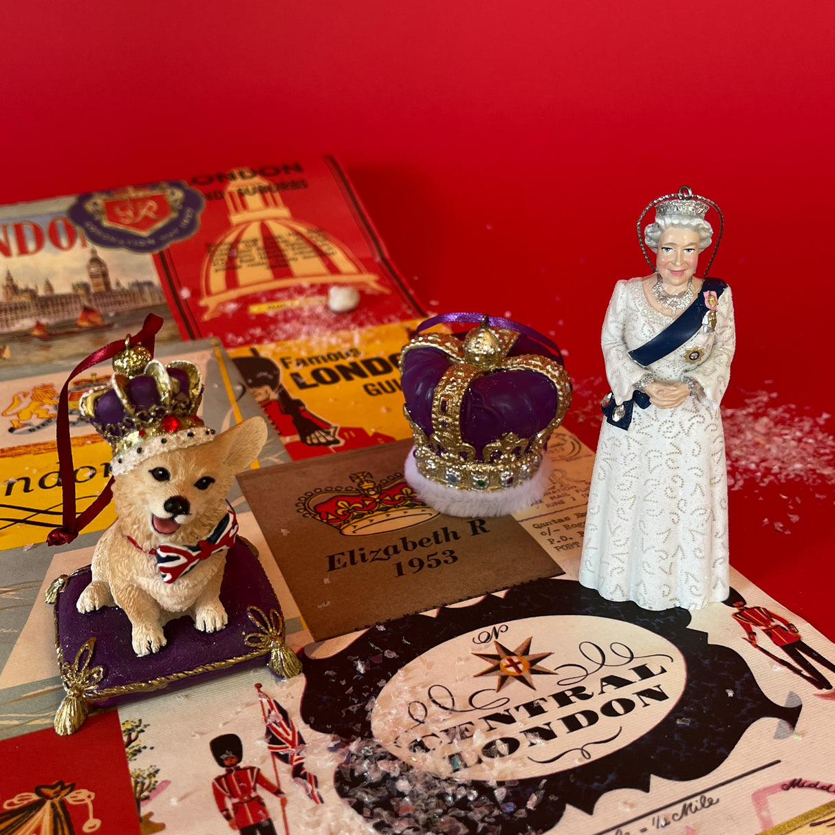 Queen Elizabeth/Corgi/Crown Christmas Ornaments