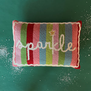 Sparkle Hooked Wool Throw Pillow