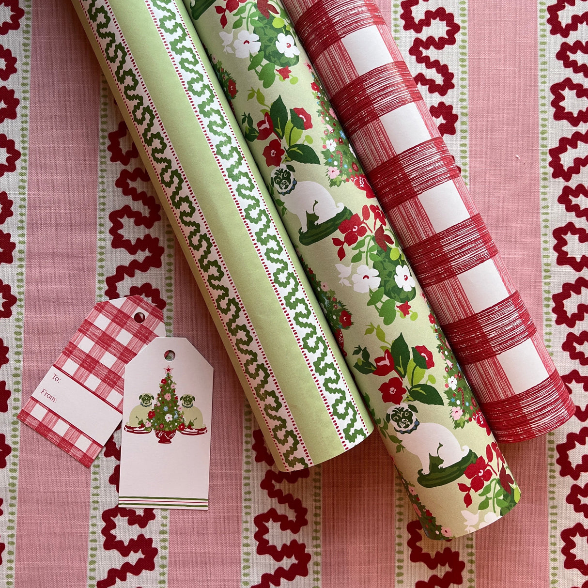 Gift Wrap Set, Red Gin Lane Plaid