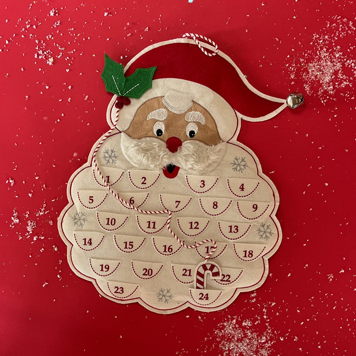 Santa Embroidered Felt Christmas Wall Advent Calendar