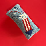 American Firecracker Hooked Wool Throw Pillow