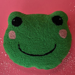 Happy Frog Hooked Wool Throw Pillow