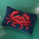 Crab Hooked Wool Throw Pillow