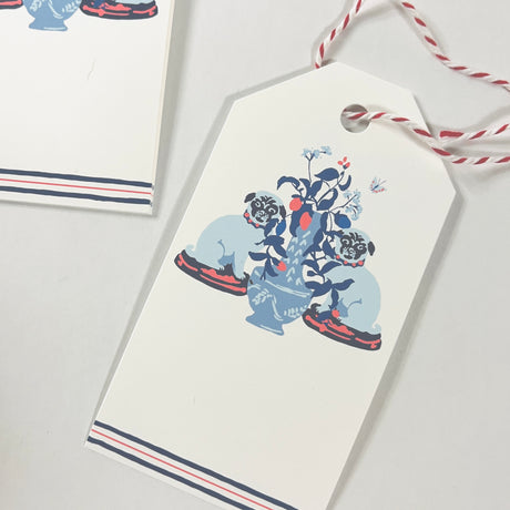 Blue Pugs with Urn Gift Tag, Pack of 10