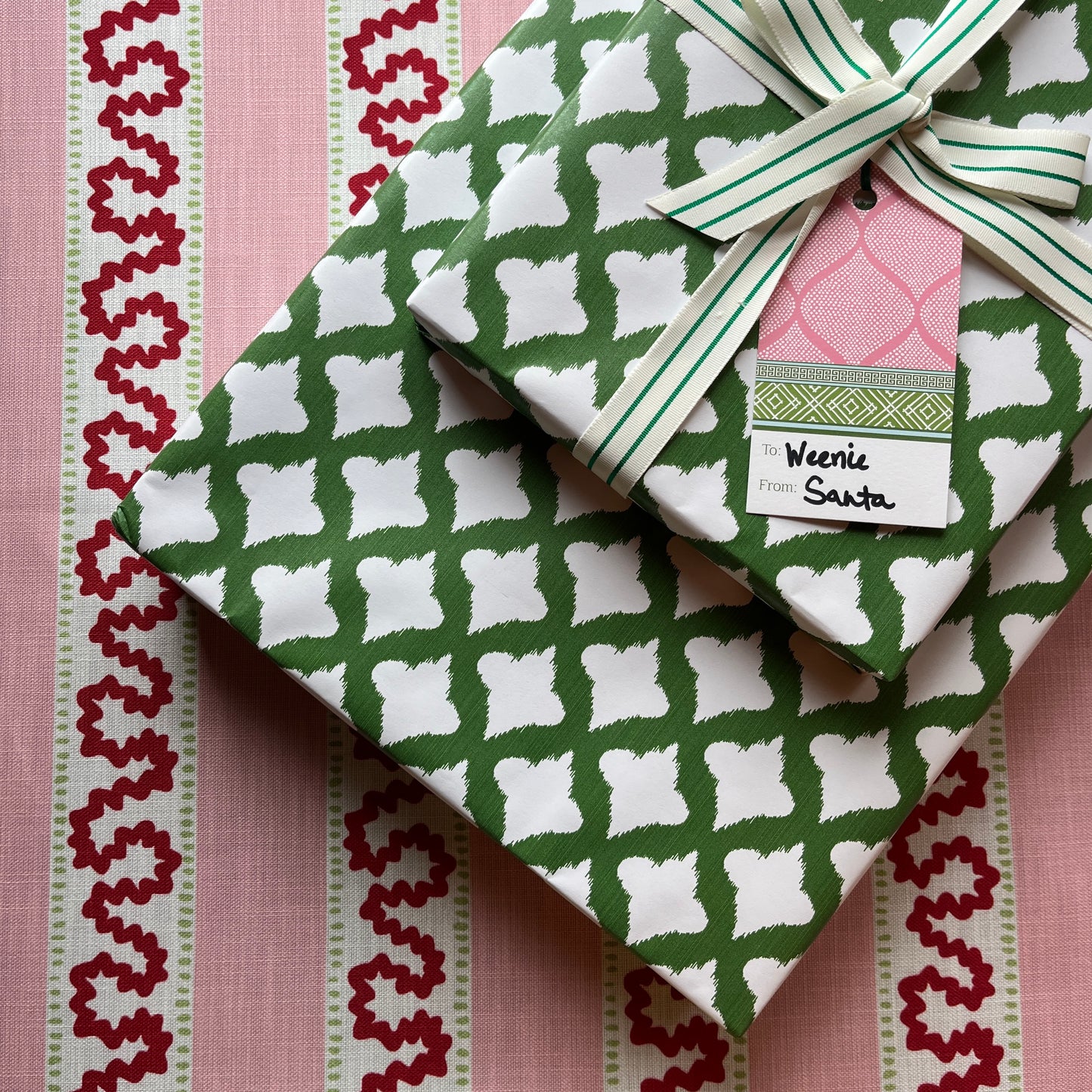 Green Ikat Wrapping Paper
