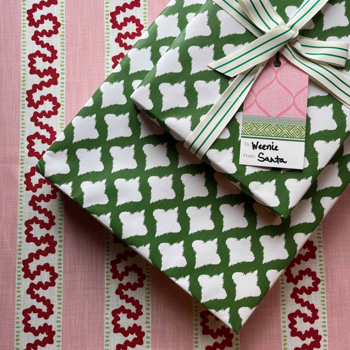 Holiday Lattice Green Gift Wrapping Paper