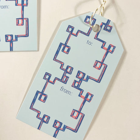 Blue Bamboozled Trellis Gift Tag, Pack of 10
