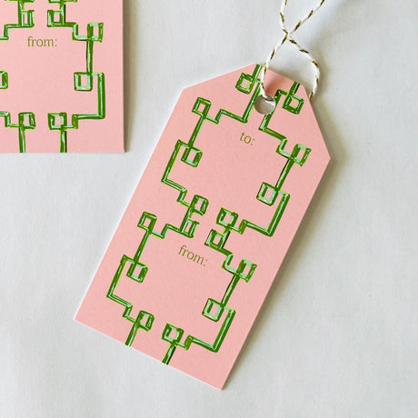 Pink/Green Bamboozled Gift Tags, Pack of 10