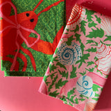 Rock Lobster and Shell Seekers Christmas Tea Towels/Dish Towels/Guest Towels Set