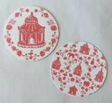 Coral Into the Garden Round Paper Coasters