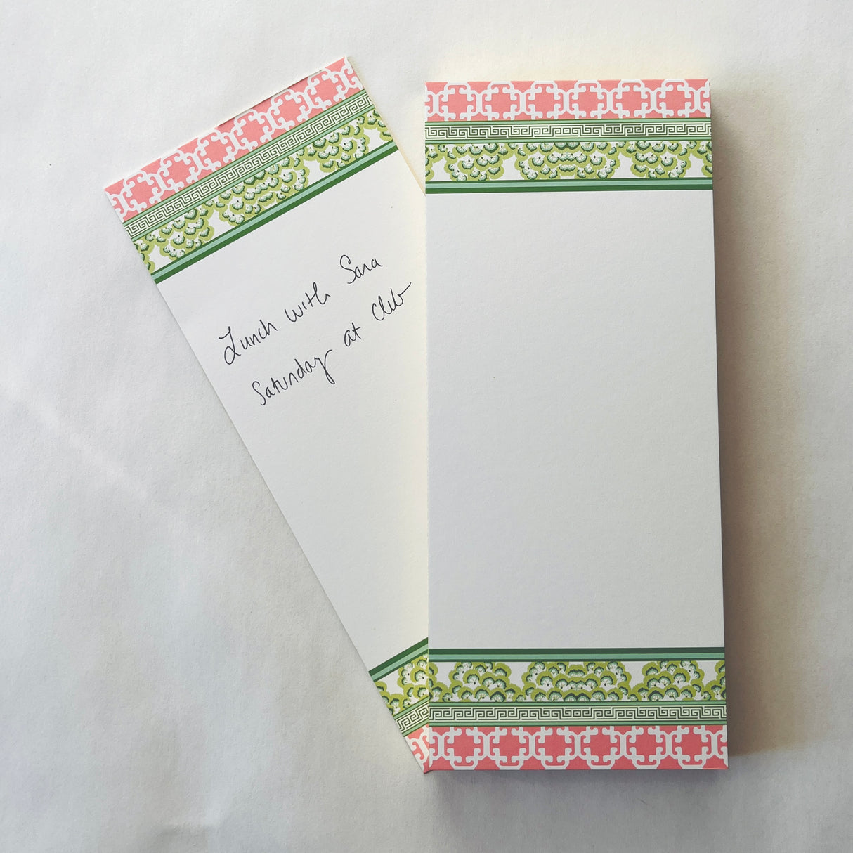 Old Peking Green/Monserrat Pink Lattice Luxe Skinny Notepad