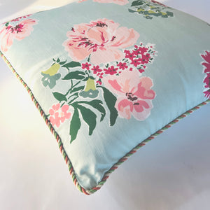 Swans Island Sky Blue/Bahama Court Reverse Barbados Green 22” Square Pillow