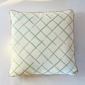 Swans Island Sky Blue/Bahama Court Reverse Barbados Green 22” Square Pillow