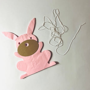 Pink/White Paper Easter Bunny Tissue Paper Garland