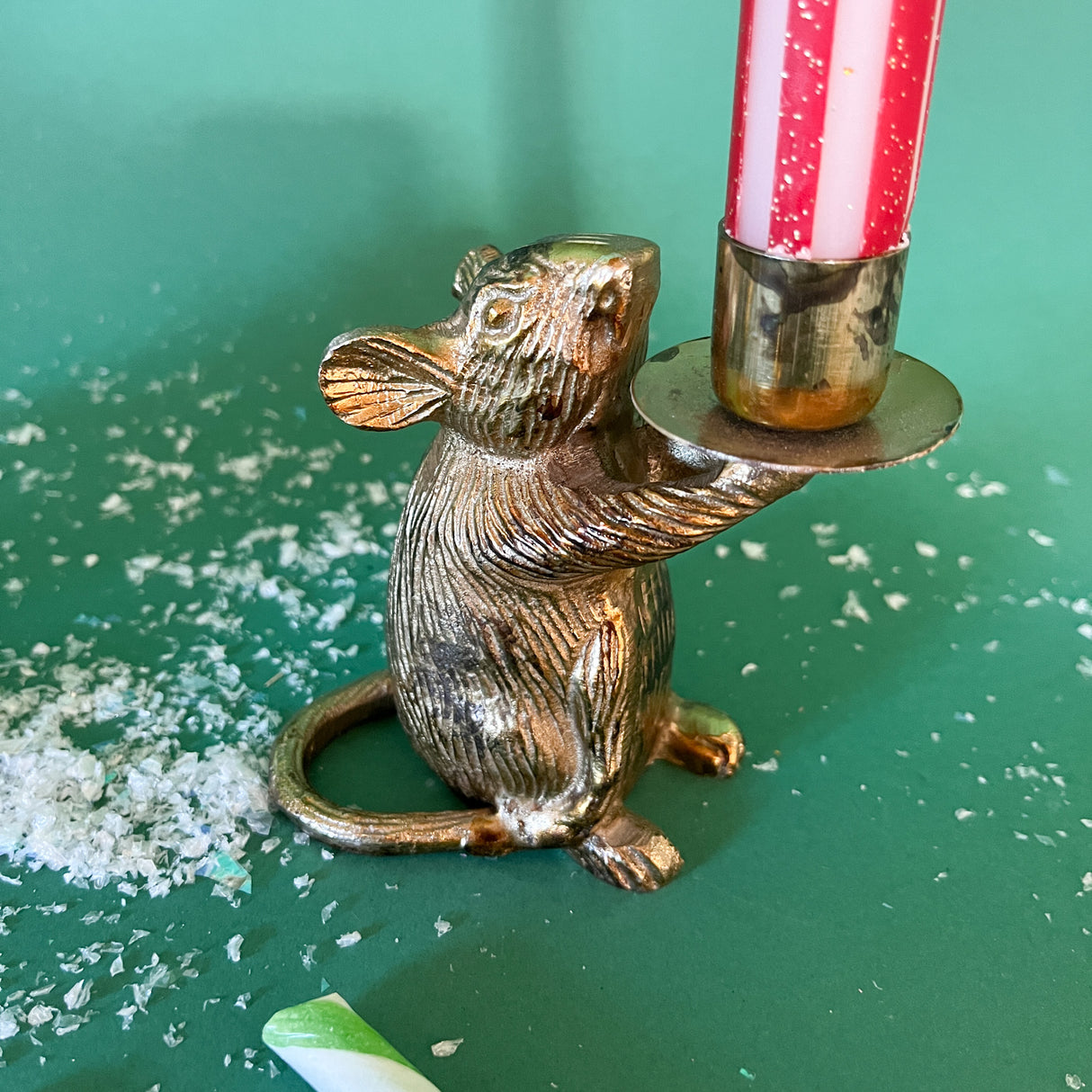 Gilt Mouse Christmas Candleholder