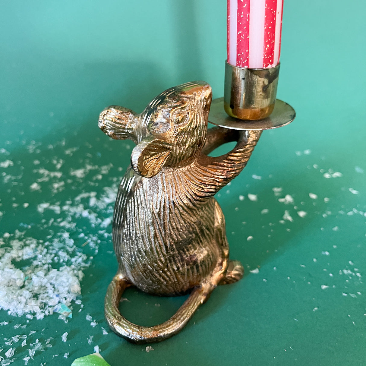 Gilt Mouse Christmas Candleholder