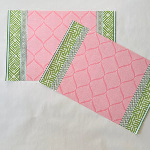 Fez Pink/Green Rectangular Paper Placemats, Pad of 20