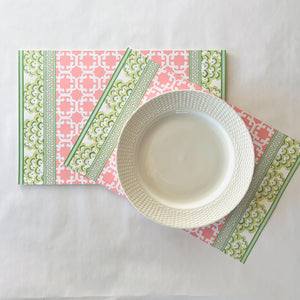 Monserrat Pink Rectangular Paper Placemats, Pad of 20