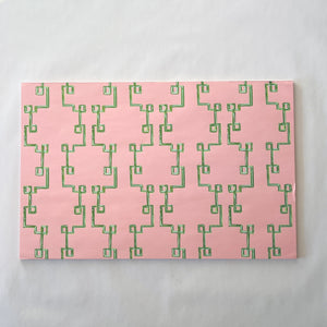 Bamboozled Pink/Green Rectangular Paper Placemats, Pad of 20